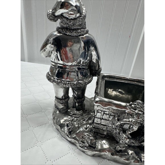 Silver Plated Santa And Chimney Candy Dish. Great Addition To Your Holiday Decor - Picture 15 of 16